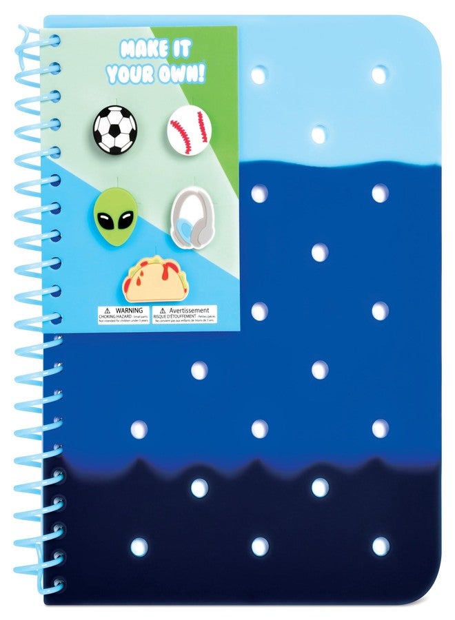 iscream Soft Touch Cover Spiral-Bound Lined Page 7" Charm Journal with 5 Charms - Ocean Waves - Image 1